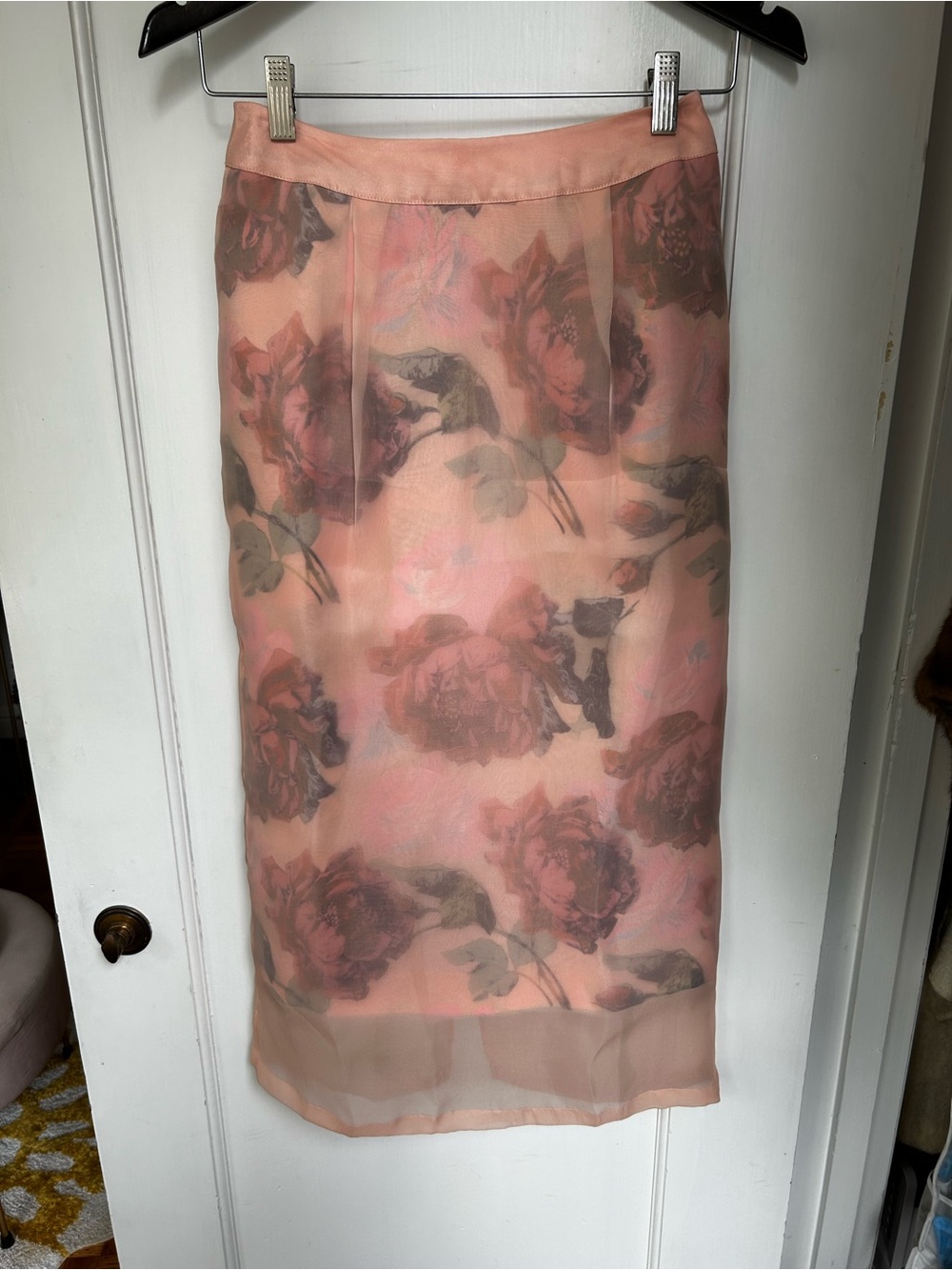 ASOS Pink Floral Sheer Pencil Skirt